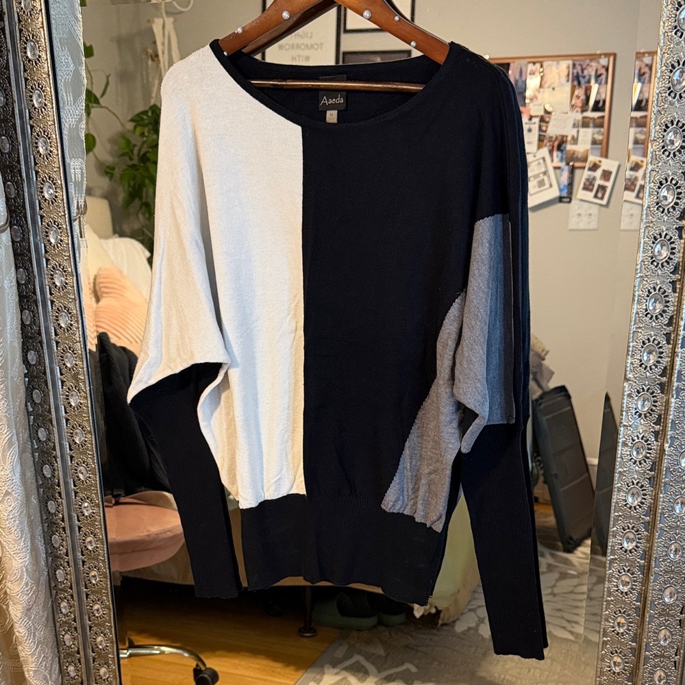 Black and White Colorblock Sweater